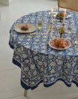 SISSEL EDELBO - Noor Block Print Tablecloth - Lapiz Lazuli