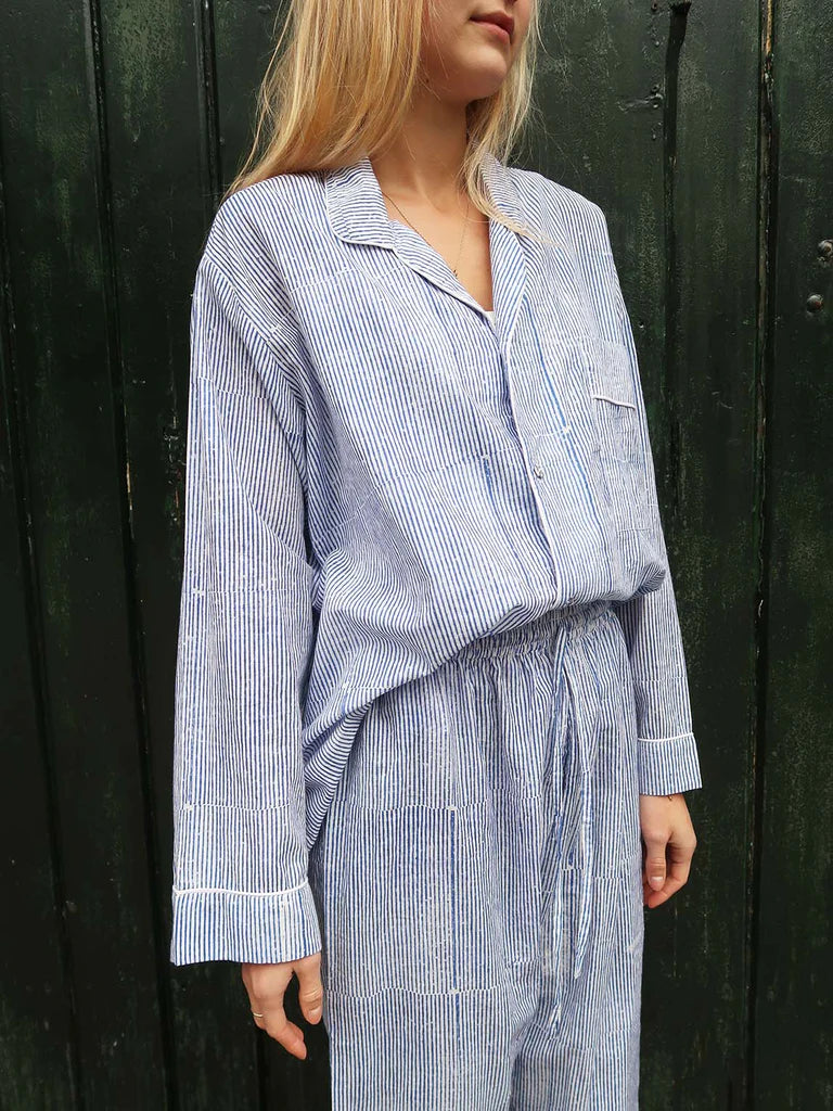 Craft Sisters Pyjamas Blockprint Blue Stripe L/XL