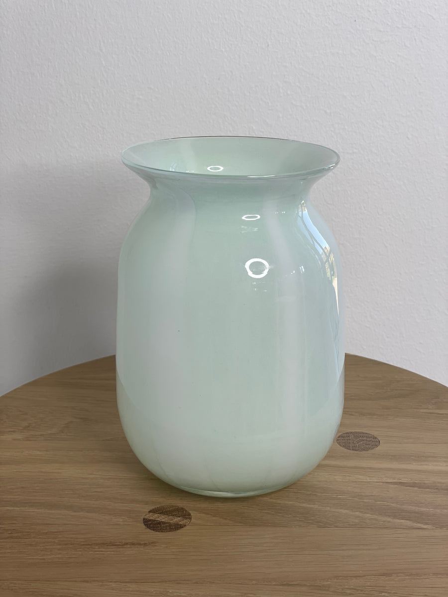 Glas Vase, Hvid/Mint