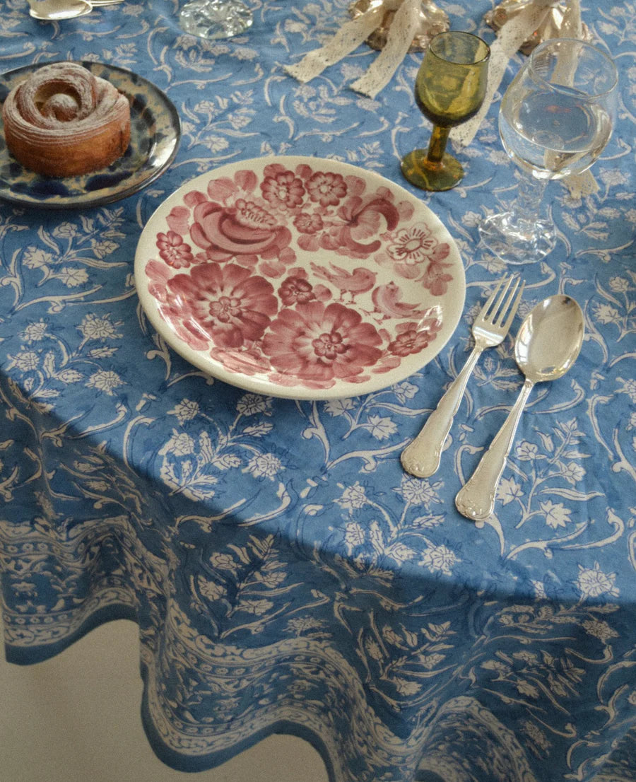 SISSEL EDELBO - Noor Block Print Tablecloth - Sapphire Blue