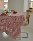 SISSEL EDELBO - Noor Block Print Tablecloth - Beige & Rose